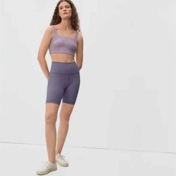Everlane The Perform High-Waisted Biker Shorts Dark Plum Purple S Compression - Picture 11 of 12